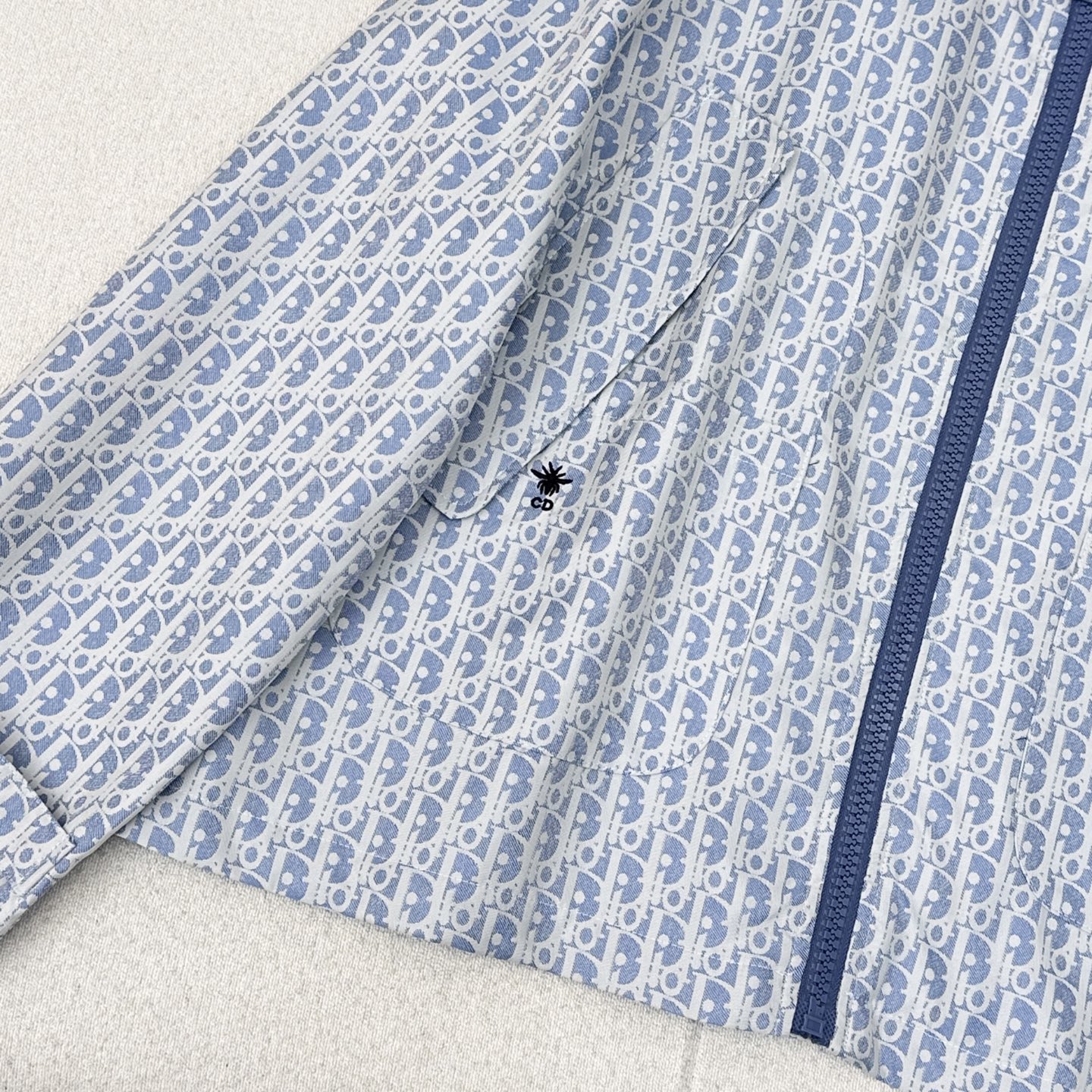 CD 25Ss————春夏最新款MissD 蓝白系列经典老花翻领夹克外套🩵进口科技塔夫绸 Oblique