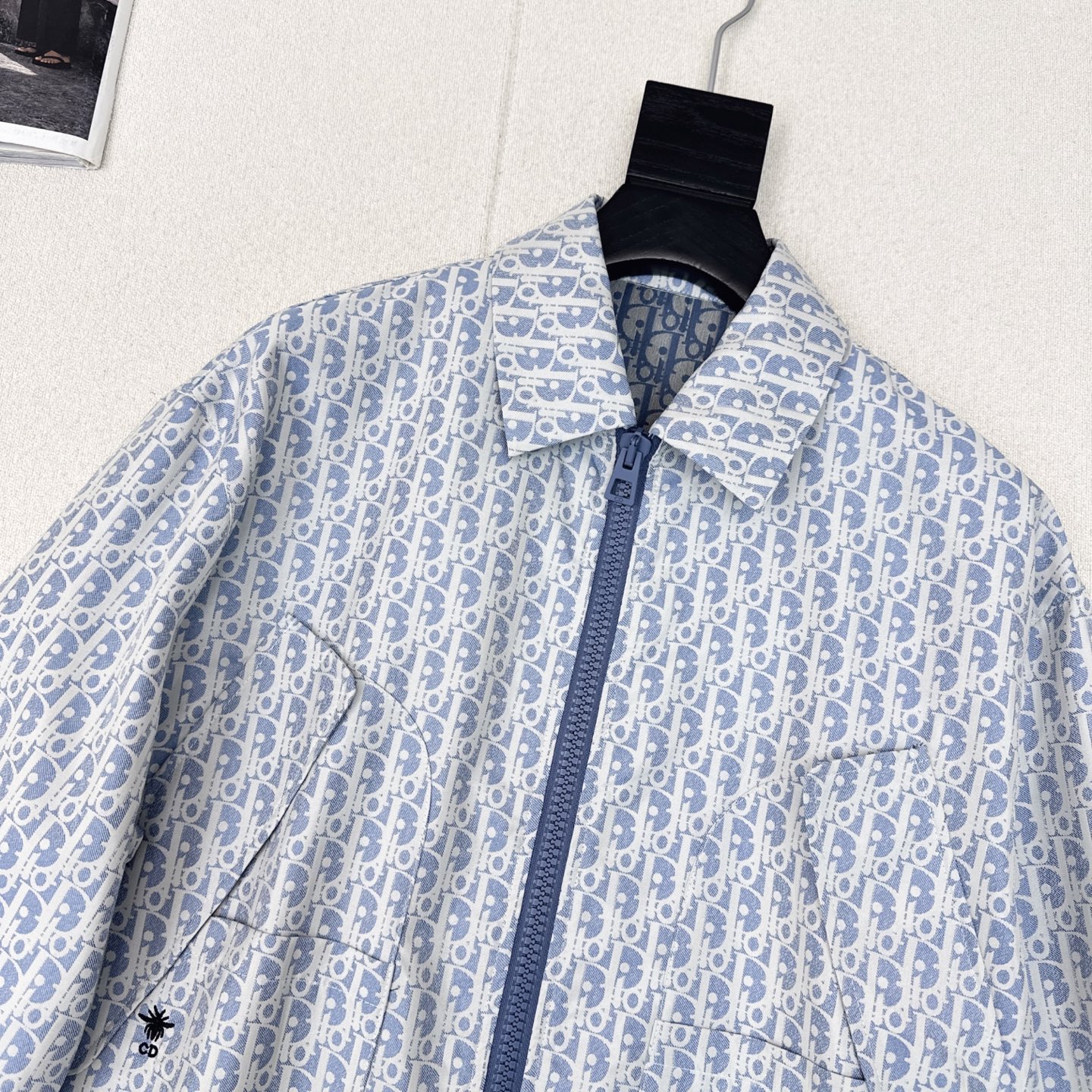 CD 25Ss————春夏最新款MissD 蓝白系列经典老花翻领夹克外套🩵进口科技塔夫绸 Oblique