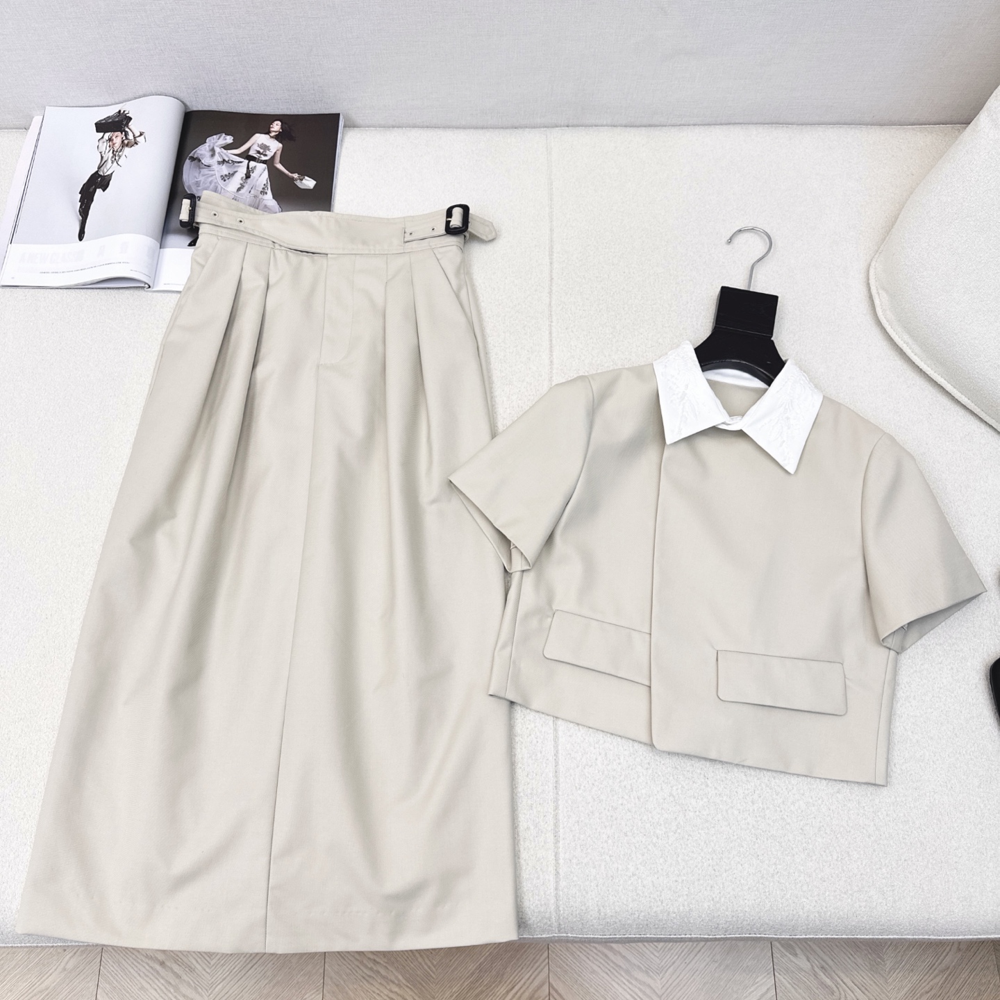 Two-Piece Contrast Lapel Top and High-Waisted Skirt Set - Elegant & Chic 4 i1750392047349 2031 0 2