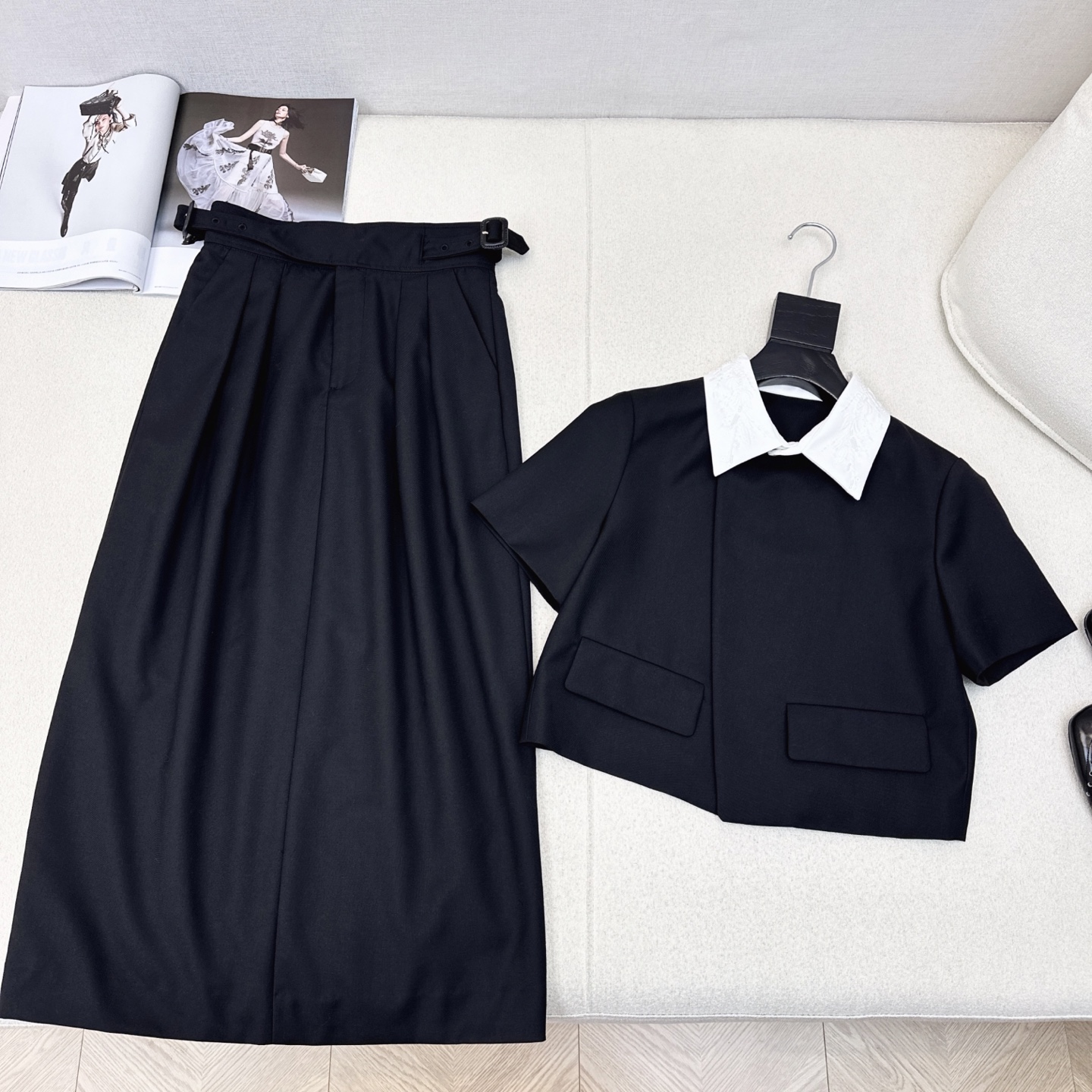 Two-Piece Contrast Lapel Top and High-Waisted Skirt Set - Elegant & Chic 3 i1750392048681 4114 0 1