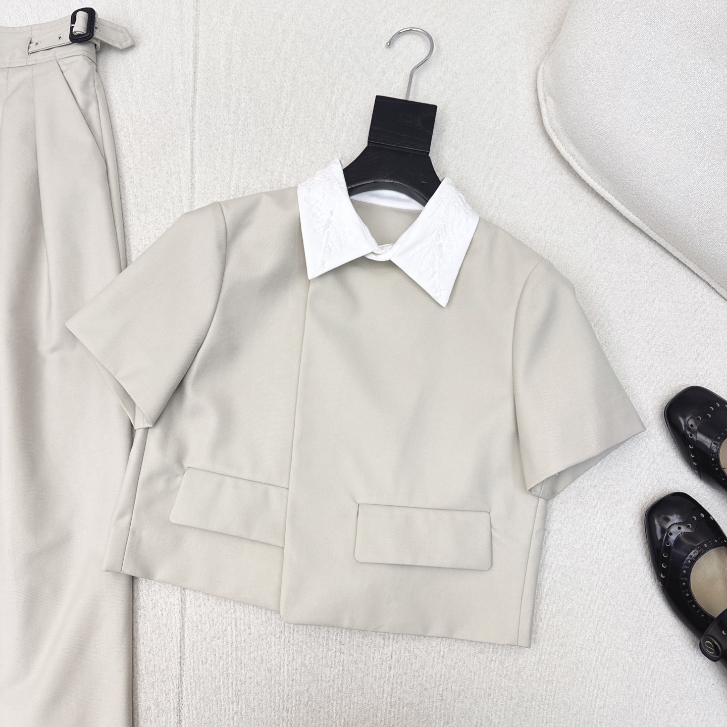 Two-Piece Contrast Lapel Top and High-Waisted Skirt Set - Elegant & Chic 5 i1750392048729 2235 0 3