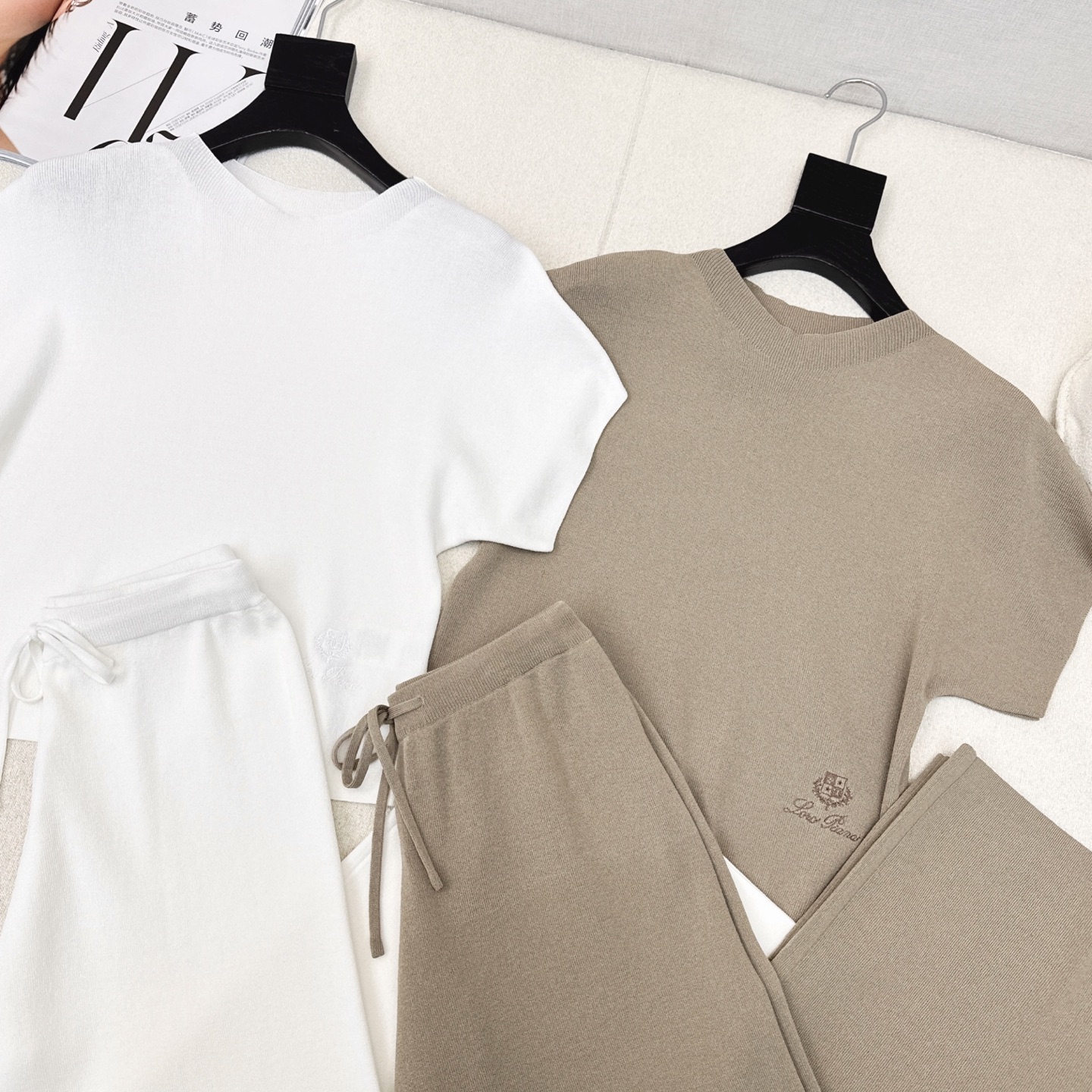 Elegant Women's Knit Set: Short Sleeve Top & Straight Leg Pants - High Waist 3 i1750478237672 9062 0 1