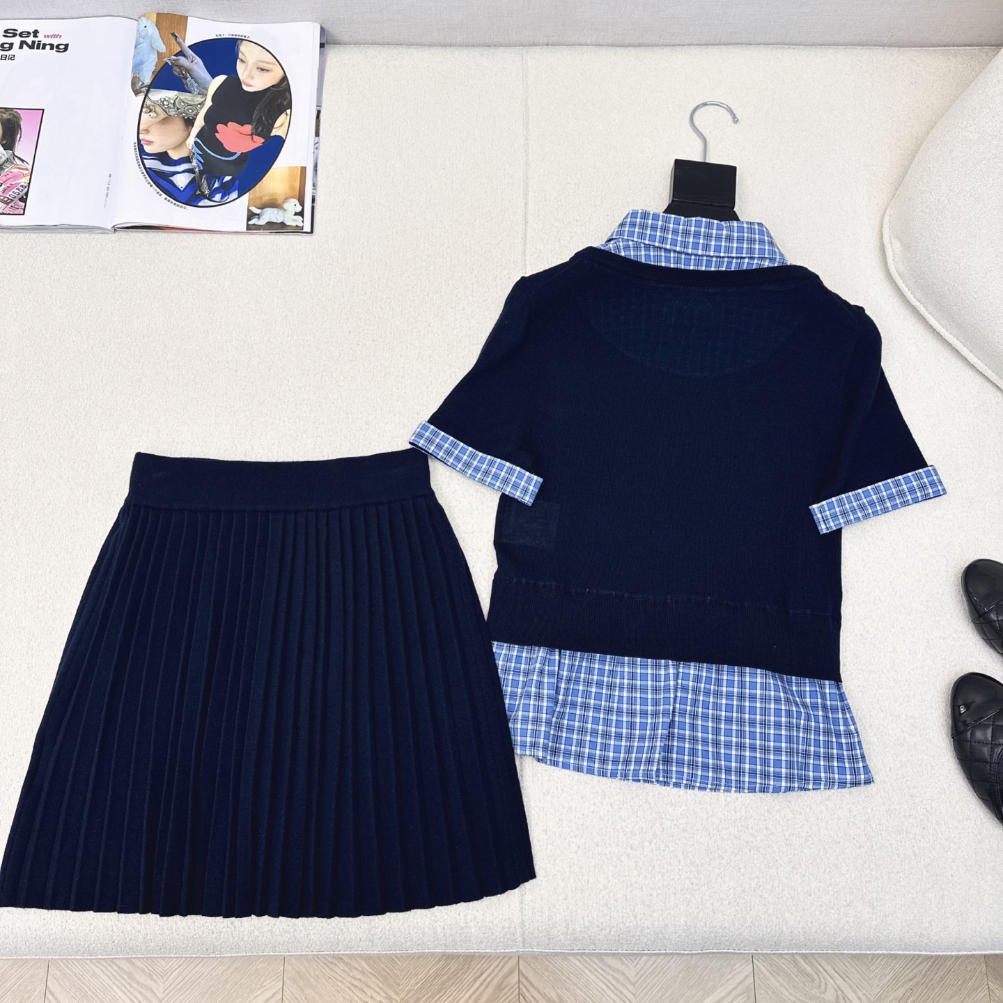 特价🉐️一套❗️现货齐码❗️不退不换❗️独家款 Miu 25Ss————早秋最新款减龄针织套装🩵减龄假两