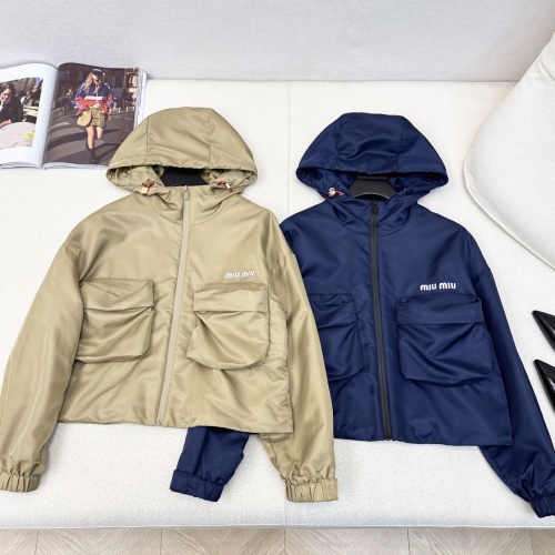 Miu Miu Nylon Windbreaker Jacket with Hood and Pockets 1 Miu Miu Nylon Windbreaker Jacket with Hood and Pockets