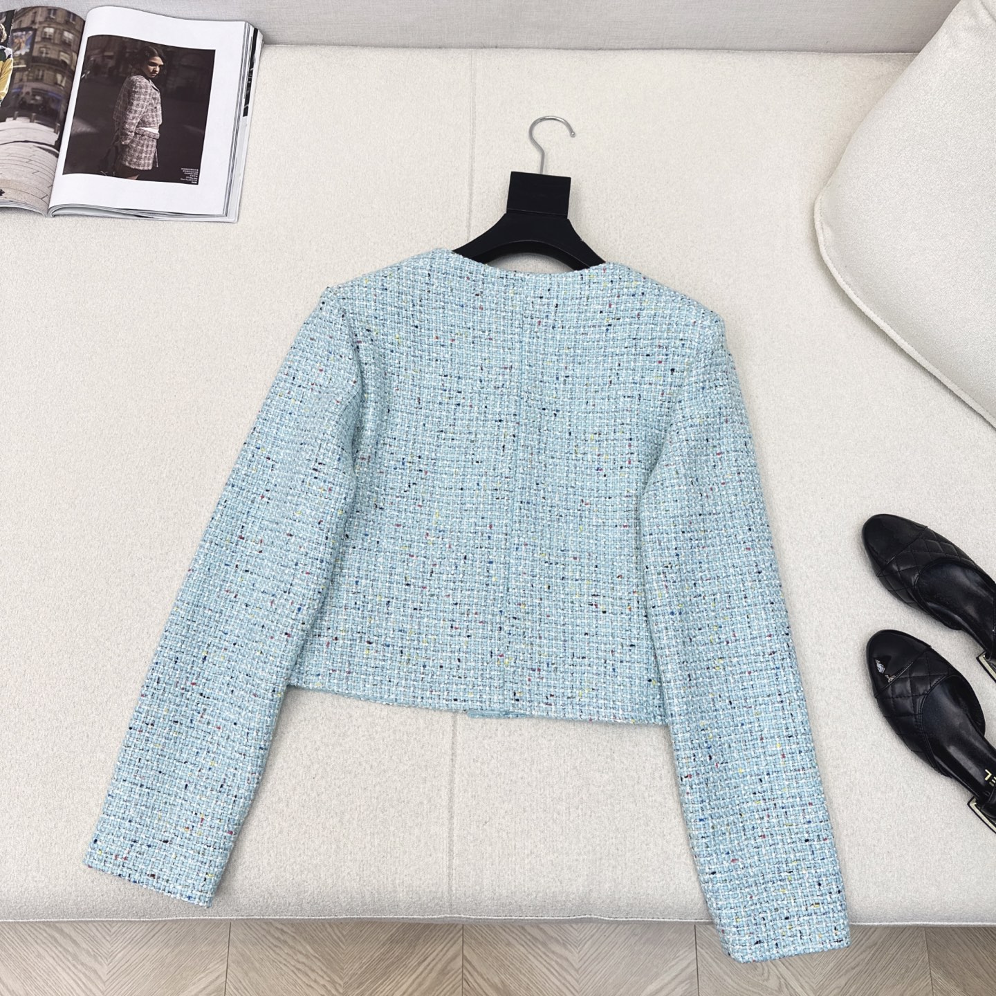 气质covo女孩 C家 25Ss———秋冬最新款编织小短款外套🩵yb开发的编织面料 复古大气下午茶约会首