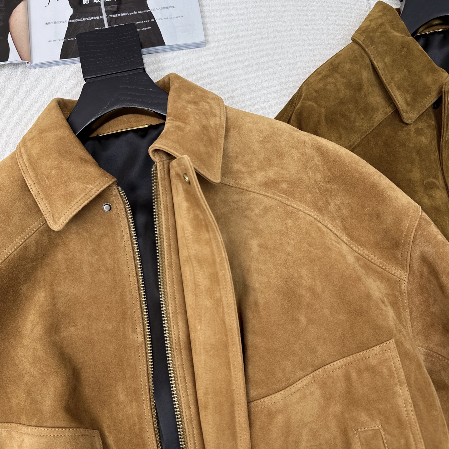 Suede Lambskin Jacket - Oversized Fit, Ruched Hem - Autumn Fashion 3 i1752465036381 7623 0 1