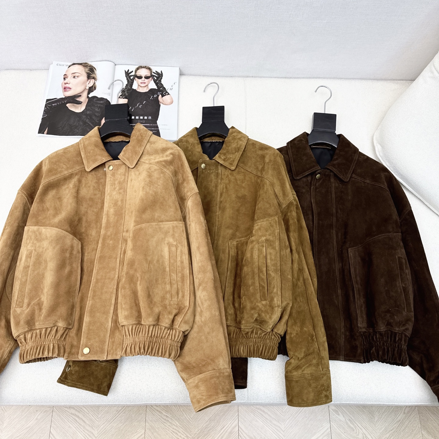 Suede Lambskin Jacket - Oversized Fit, Ruched Hem - Autumn Fashion 2 i1752465036394 9186 0 0