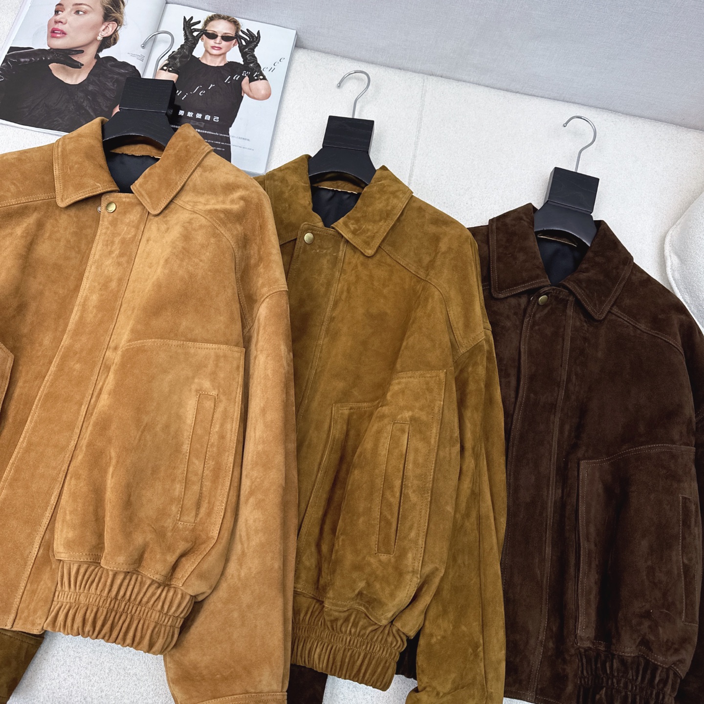 Suede Lambskin Jacket - Oversized Fit, Ruched Hem - Autumn Fashion 5 i1752465038737 6957 0 3