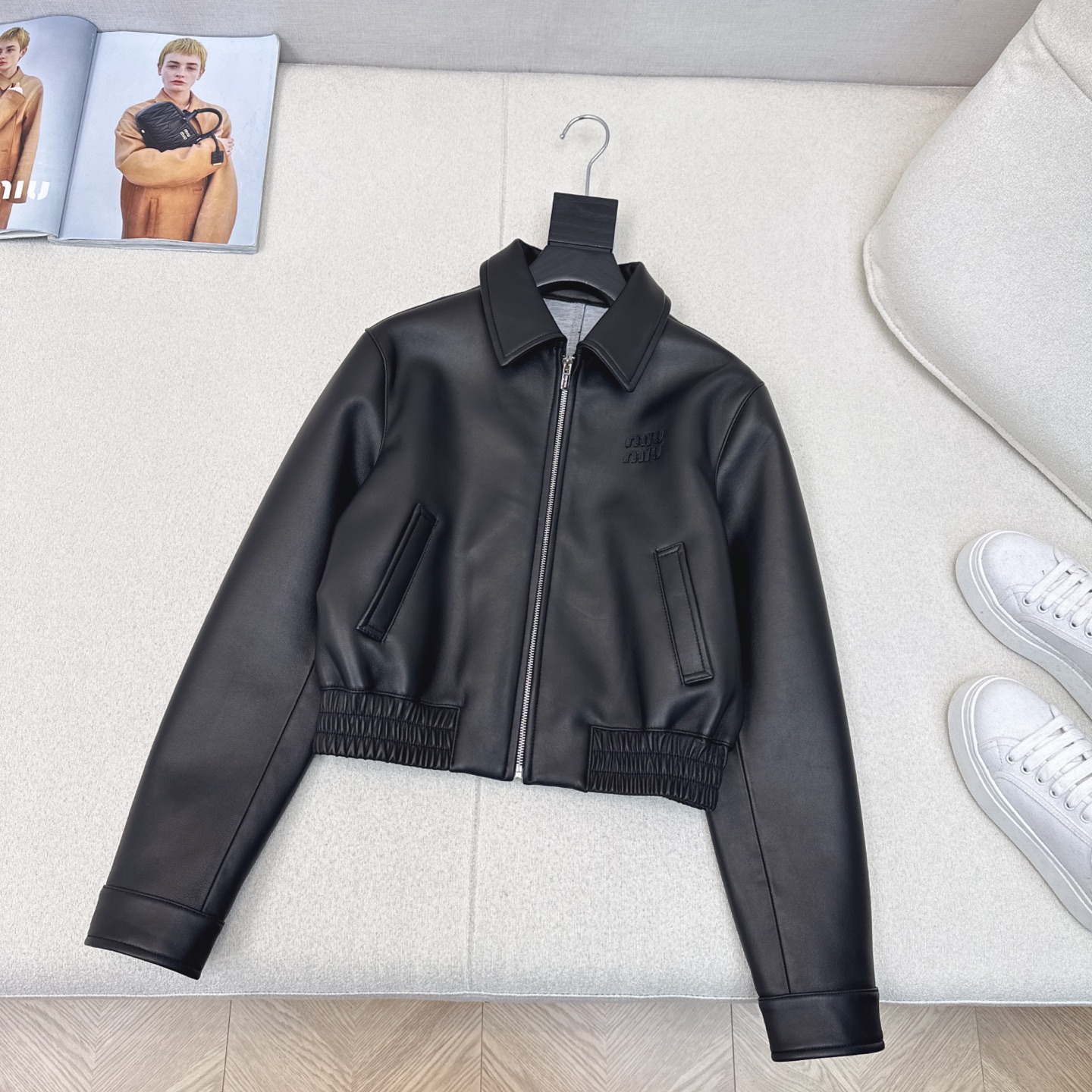 Miu Miu Style Lambskin Leather Jacket - Cropped Biker Coat 8 i1752465166087 4864 0 6