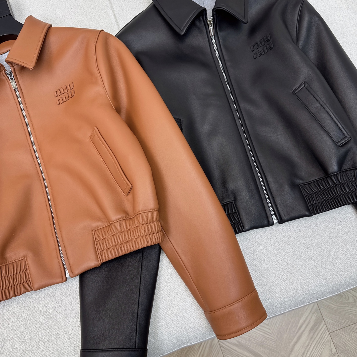 Miu Miu Style Lambskin Leather Jacket - Cropped Biker Coat 5 i1752465166269 5969 0 3