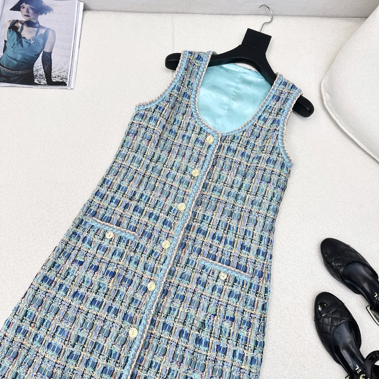 Elegant Woven Sleeveless Dress in Peacock Blue | Designer Style 2 i1752899277637 510 0 1