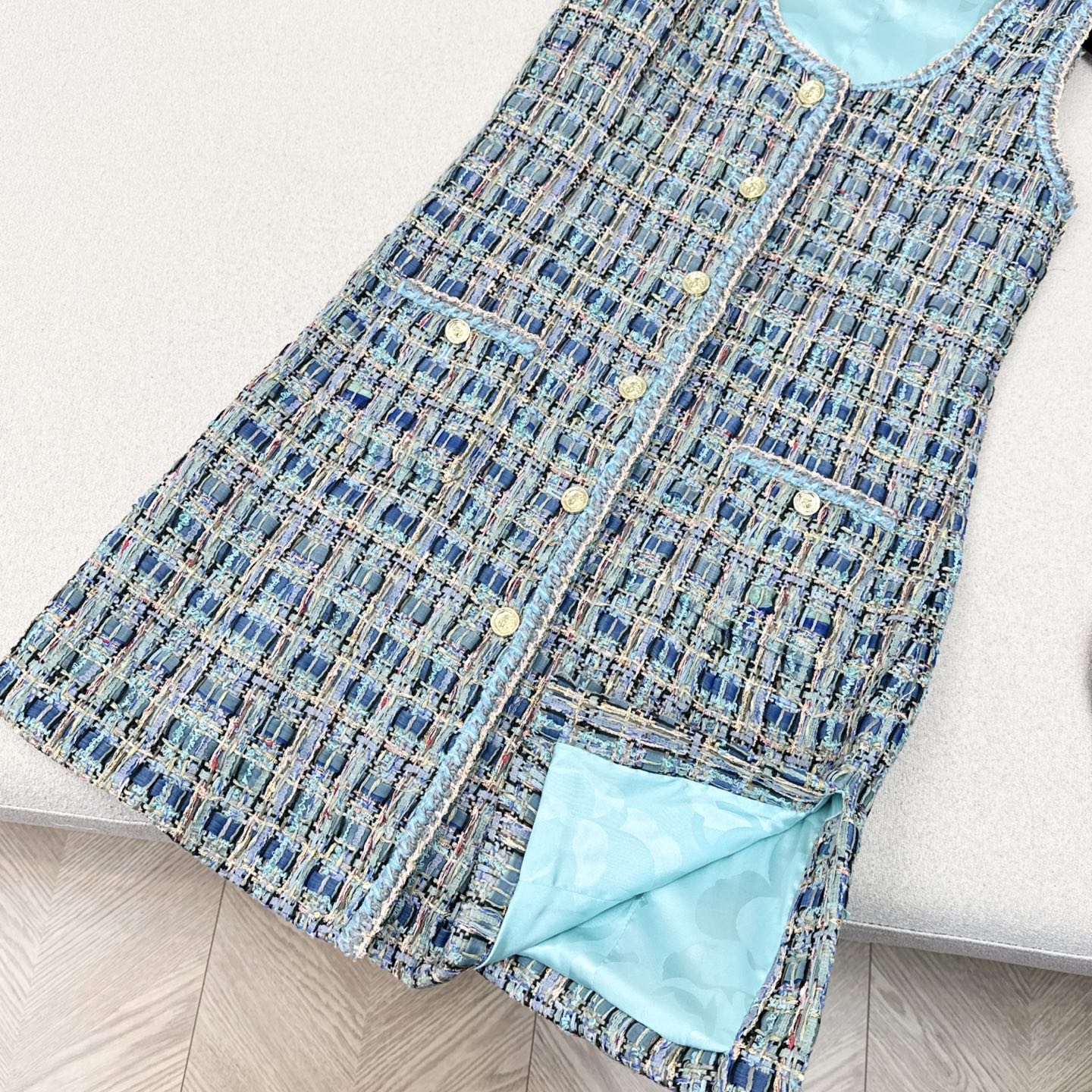 Elegant Woven Sleeveless Dress in Peacock Blue | Designer Style 6 i1752899278913 9599 0 5