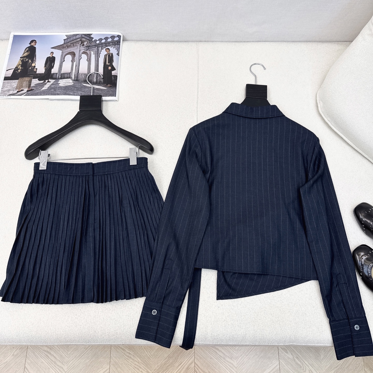 Elegant Striped Shirt and Pleated Skirt Set - Chic Autumn Outfit 9 i1753333037999 4244 0 7