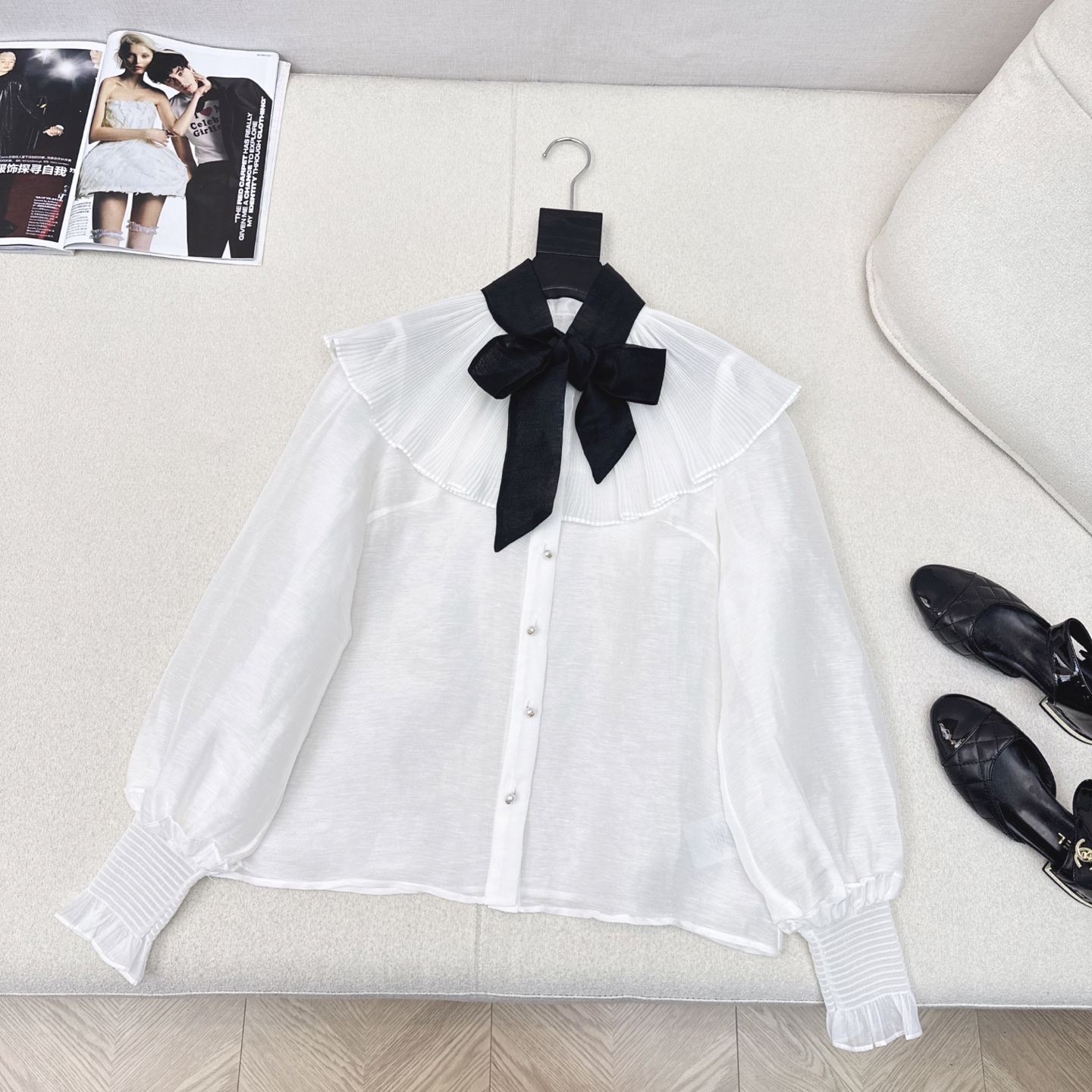 Elegant Linen Cape Shirt with Contrast Ribbon Tie - Perfect for Autumn 2 i1753679540087 2786 0 0