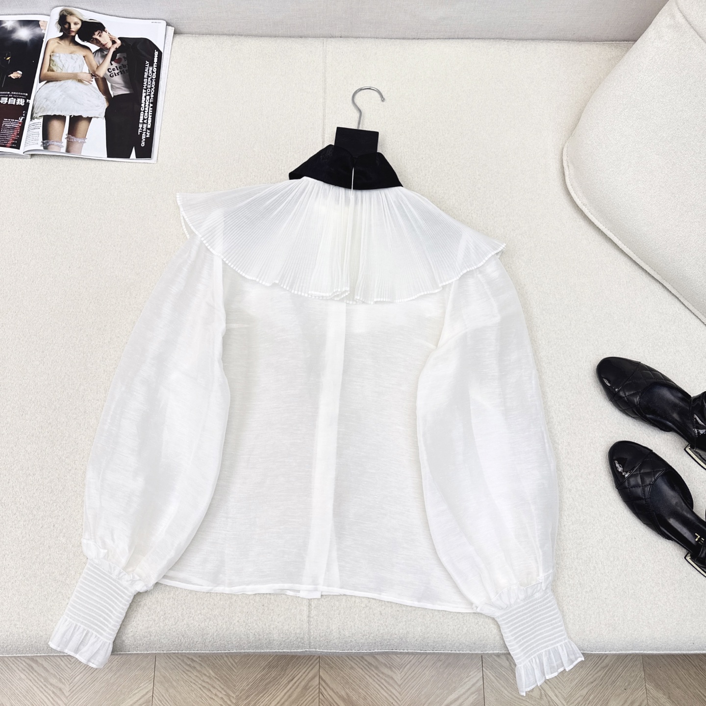 Elegant Linen Cape Shirt with Contrast Ribbon Tie - Perfect for Autumn 8 i1753679541382 2727 0 6
