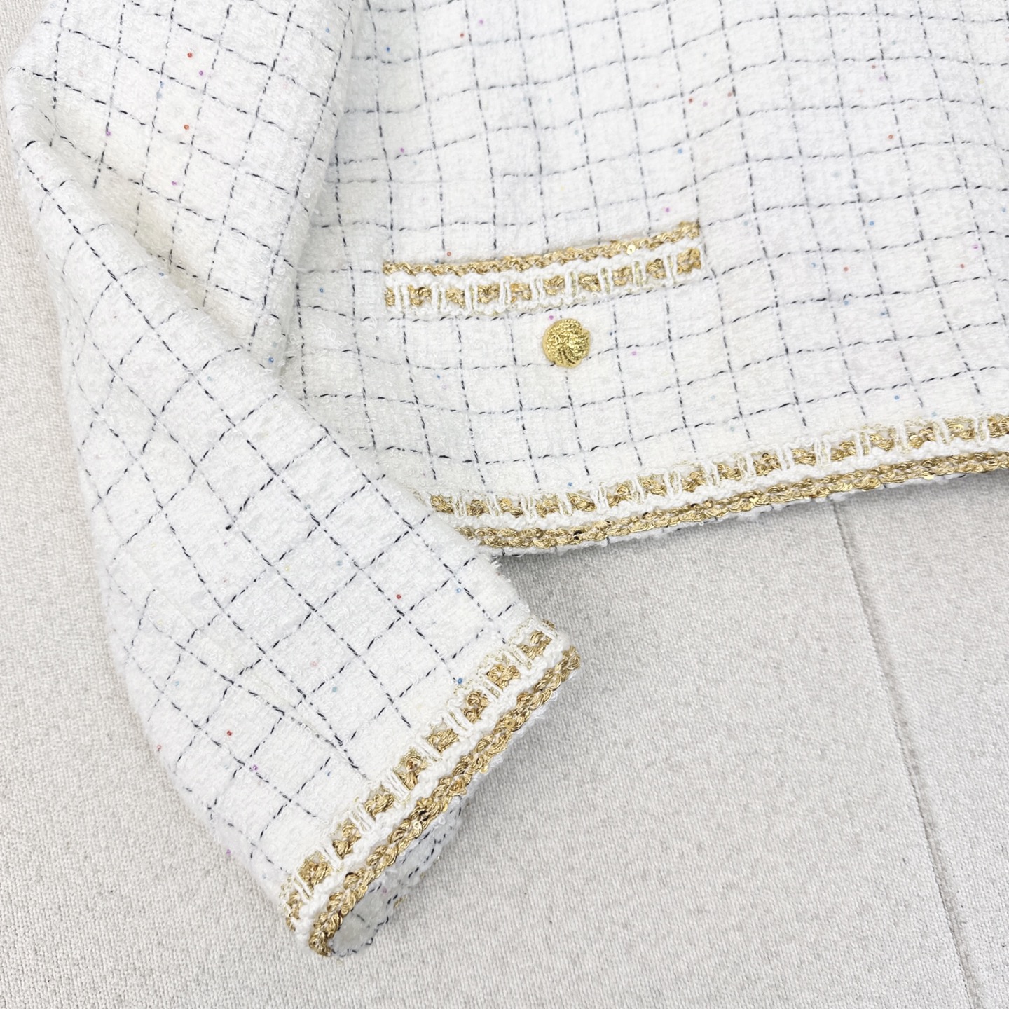 Chanell White Cropped Tweed Jacket Women's Elegant Spring Autumn Coat 8 i1754200090765 5900 0 6