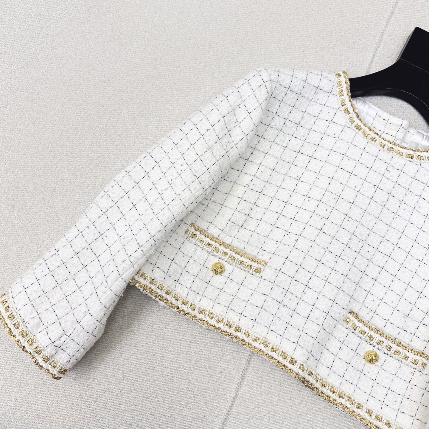 Chanell White Cropped Tweed Jacket Women's Elegant Spring Autumn Coat 6 i1754200093949 2848 0 4