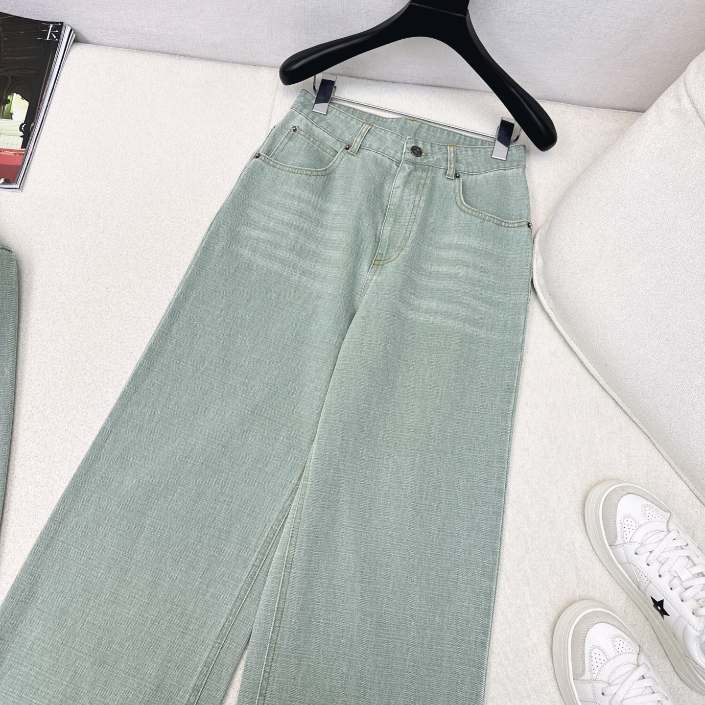 独家首发 Loe 25Ss———早秋最新款休闲时髦牛仔套装💚宽松翻领牛仔外套+直筒裤 全棉牛仔酵素洗水工