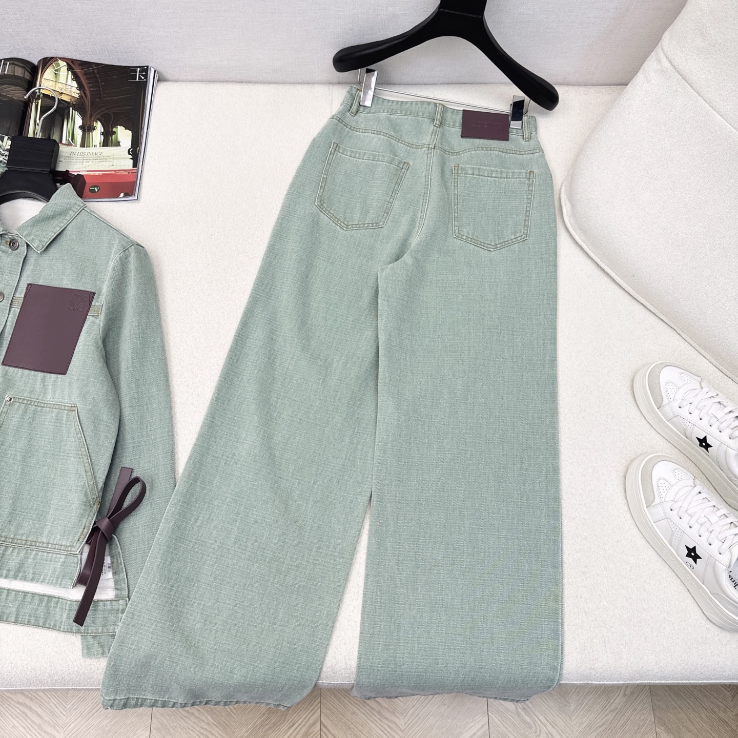 独家首发 Loe 25Ss———早秋最新款休闲时髦牛仔套装💚宽松翻领牛仔外套+直筒裤 全棉牛仔酵素洗水工