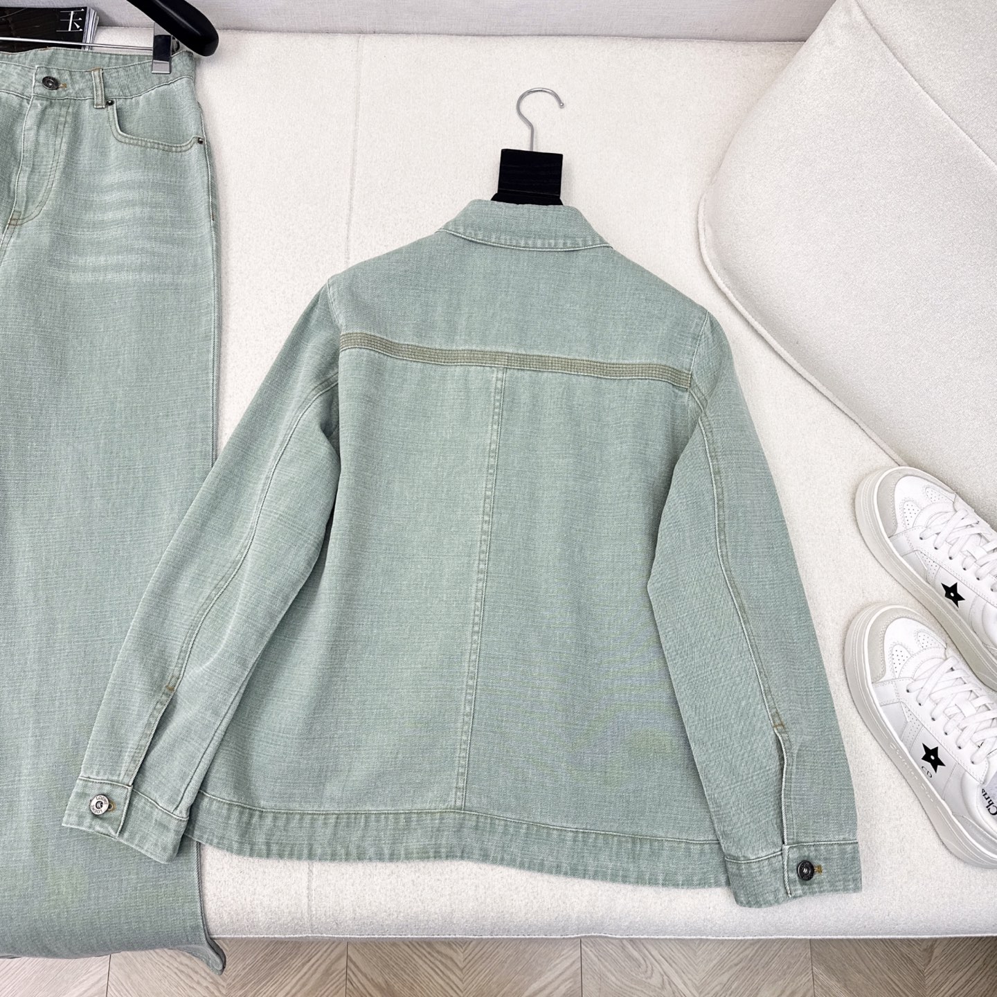 独家首发 Loe 25Ss———早秋最新款休闲时髦牛仔套装💚宽松翻领牛仔外套+直筒裤 全棉牛仔酵素洗水工