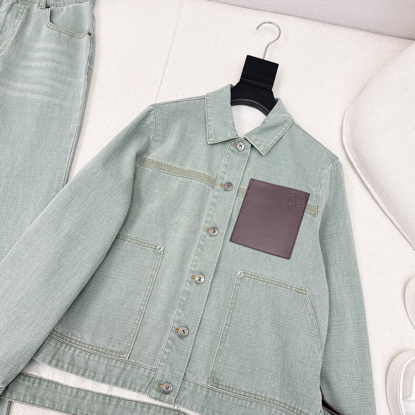 独家首发 Loe 25Ss———早秋最新款休闲时髦牛仔套装💚宽松翻领牛仔外套+直筒裤 全棉牛仔酵素洗水工