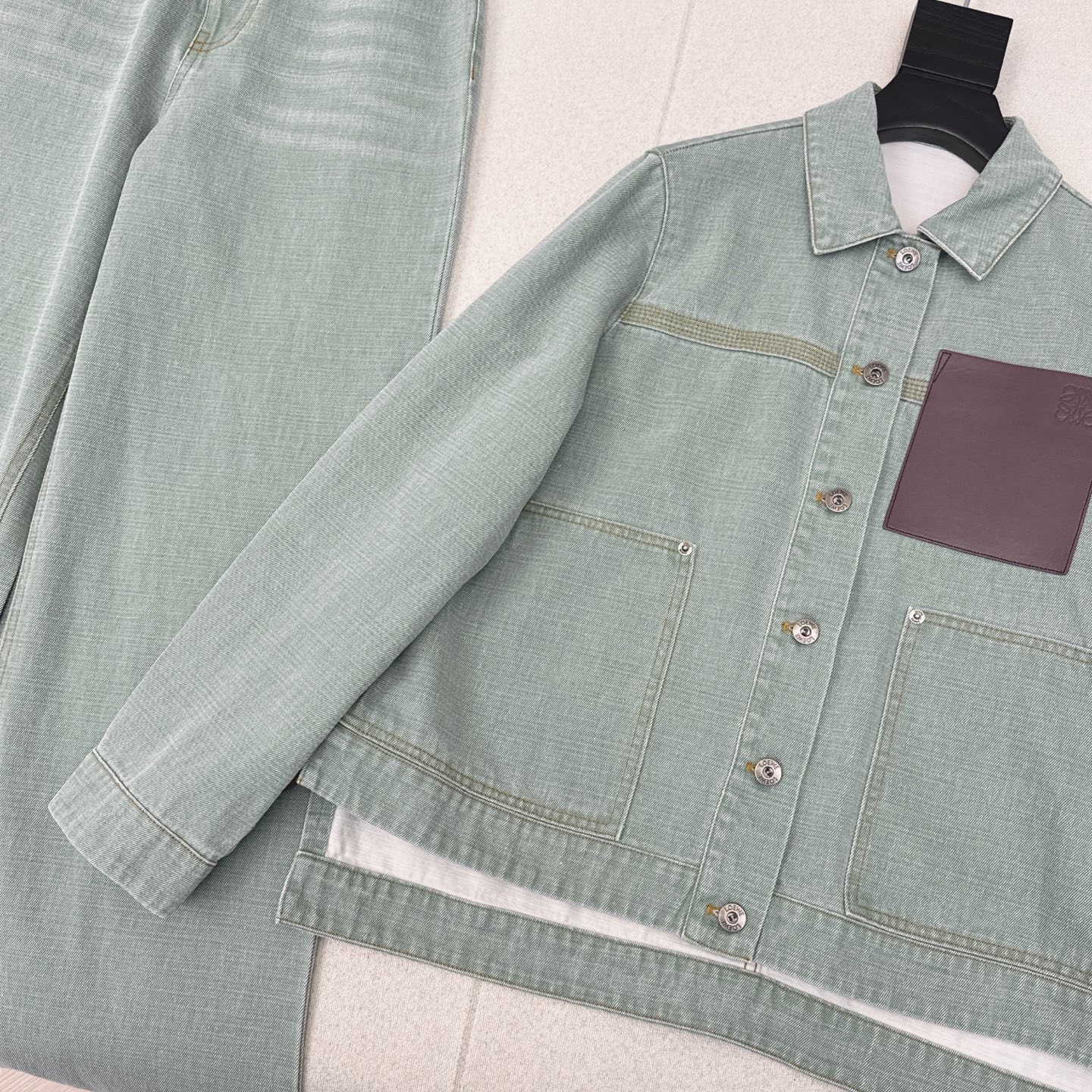 独家首发 Loe 25Ss———早秋最新款休闲时髦牛仔套装💚宽松翻领牛仔外套+直筒裤 全棉牛仔酵素洗水工