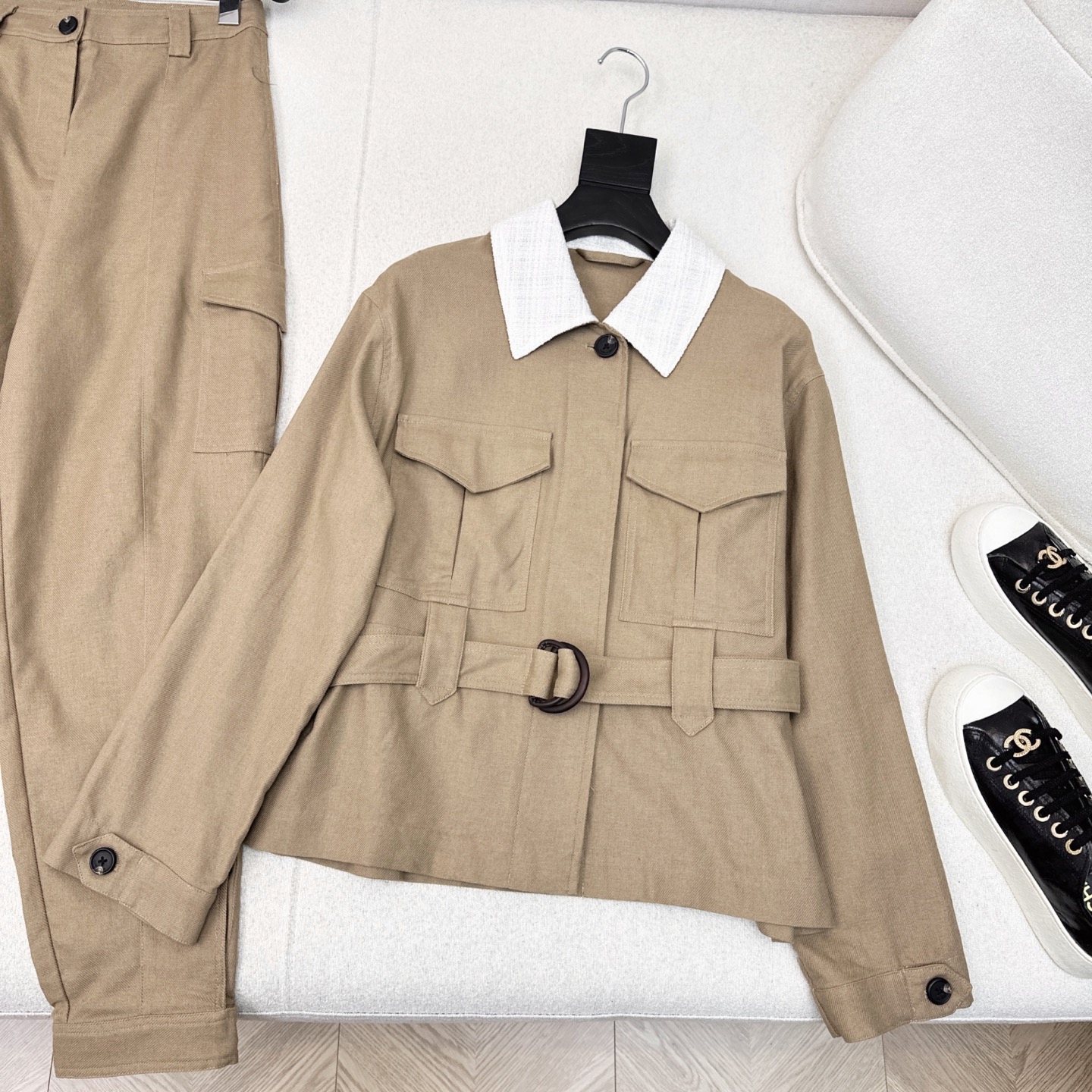 Women's Linen Blend Utility Jacket and Pants Set - Sophisticated Workwear Style 3 i1754900217814 6570 0 1