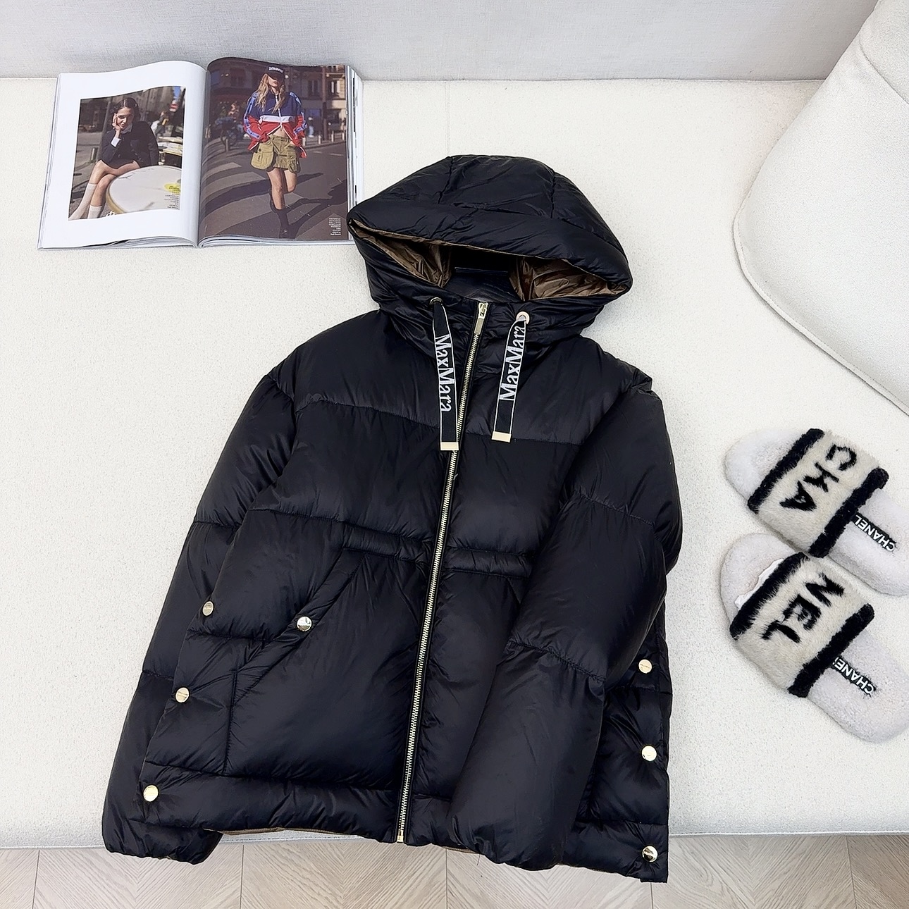 原单品质 Max25SS——秋冬新款经典袖标装饰连帽羽绒服外套🤎 经典立体H版型剪裁 经典时髦又帅气 原