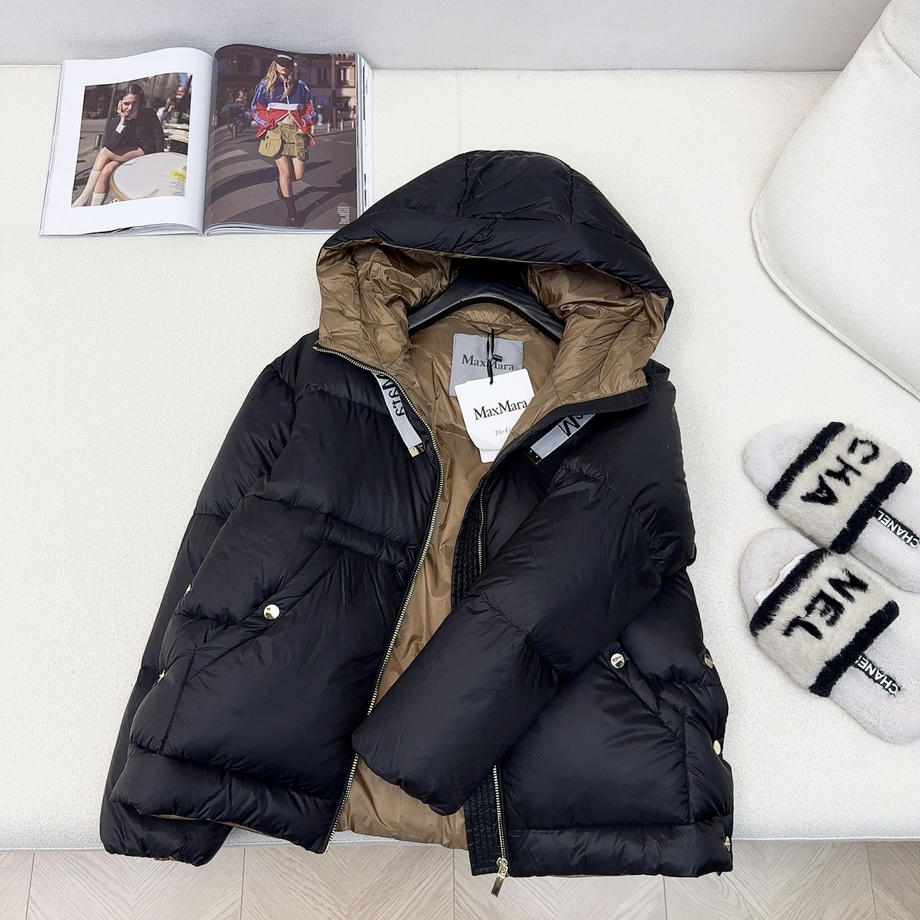 原单品质 Max25SS——秋冬新款经典袖标装饰连帽羽绒服外套🤎 经典立体H版型剪裁 经典时髦又帅气 原