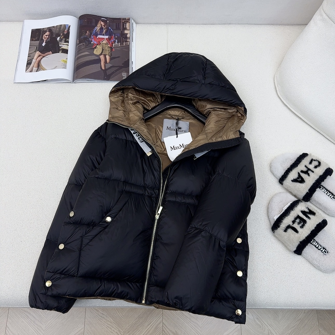 原单品质 Max25SS——秋冬新款经典袖标装饰连帽羽绒服外套🤎 经典立体H版型剪裁 经典时髦又帅气 原