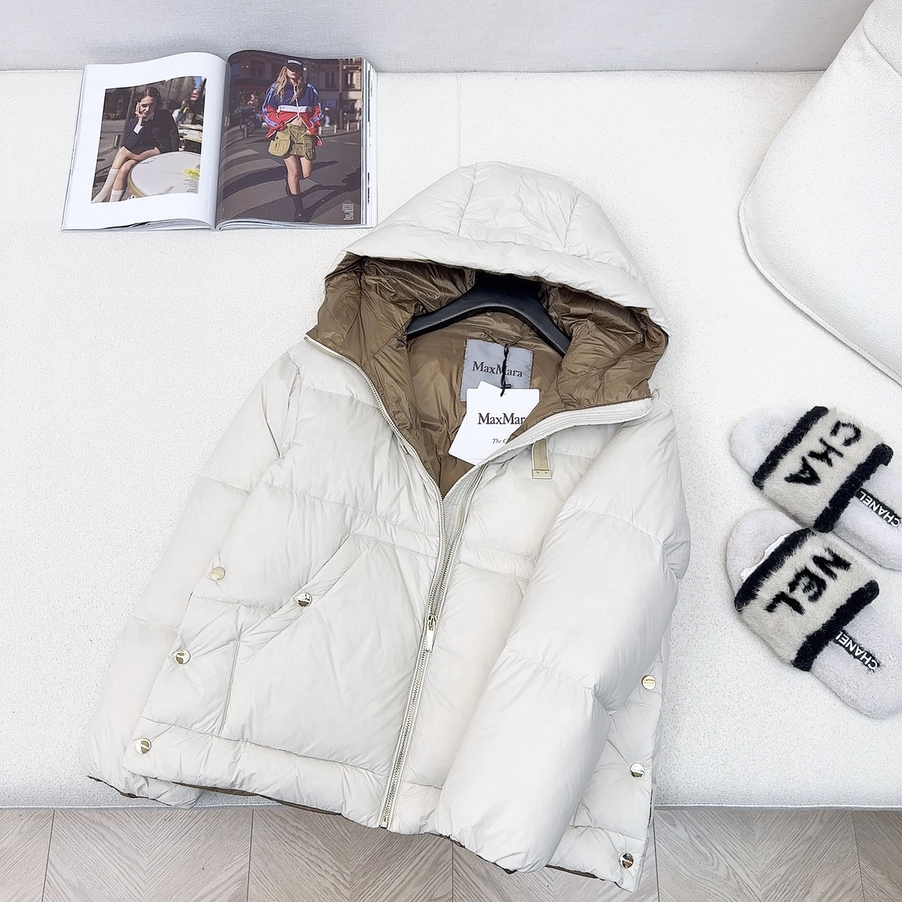 原单品质 Max25SS——秋冬新款经典袖标装饰连帽羽绒服外套🤎 经典立体H版型剪裁 经典时髦又帅气 原