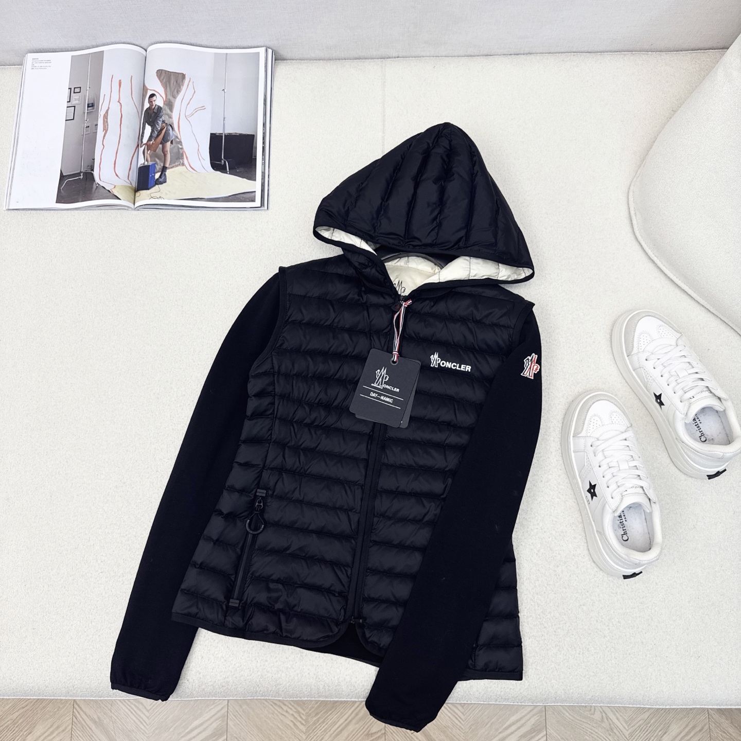 原单品质 MC 25Ss——秋冬最新款经典连帽拉链羊毛针织拼接羽绒外套🖤冬天的内搭神器早秋必备单品  修
