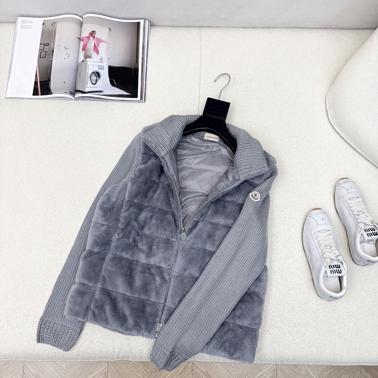 原单品质 MC 25Ss————秋冬最新款立领针织拼接毛绒羽绒服外套💗 原版定制羊毛针织面料 国标进口9