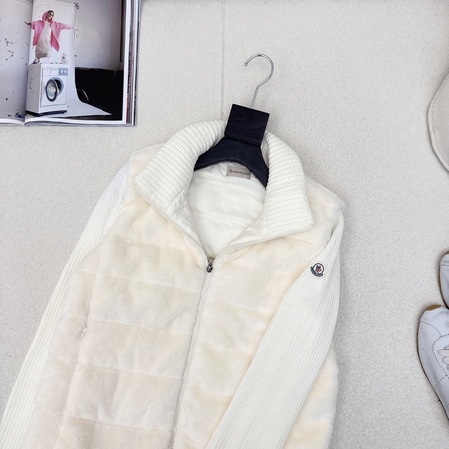 原单品质 MC 25Ss————秋冬最新款立领针织拼接毛绒羽绒服外套💗 原版定制羊毛针织面料 国标进口9
