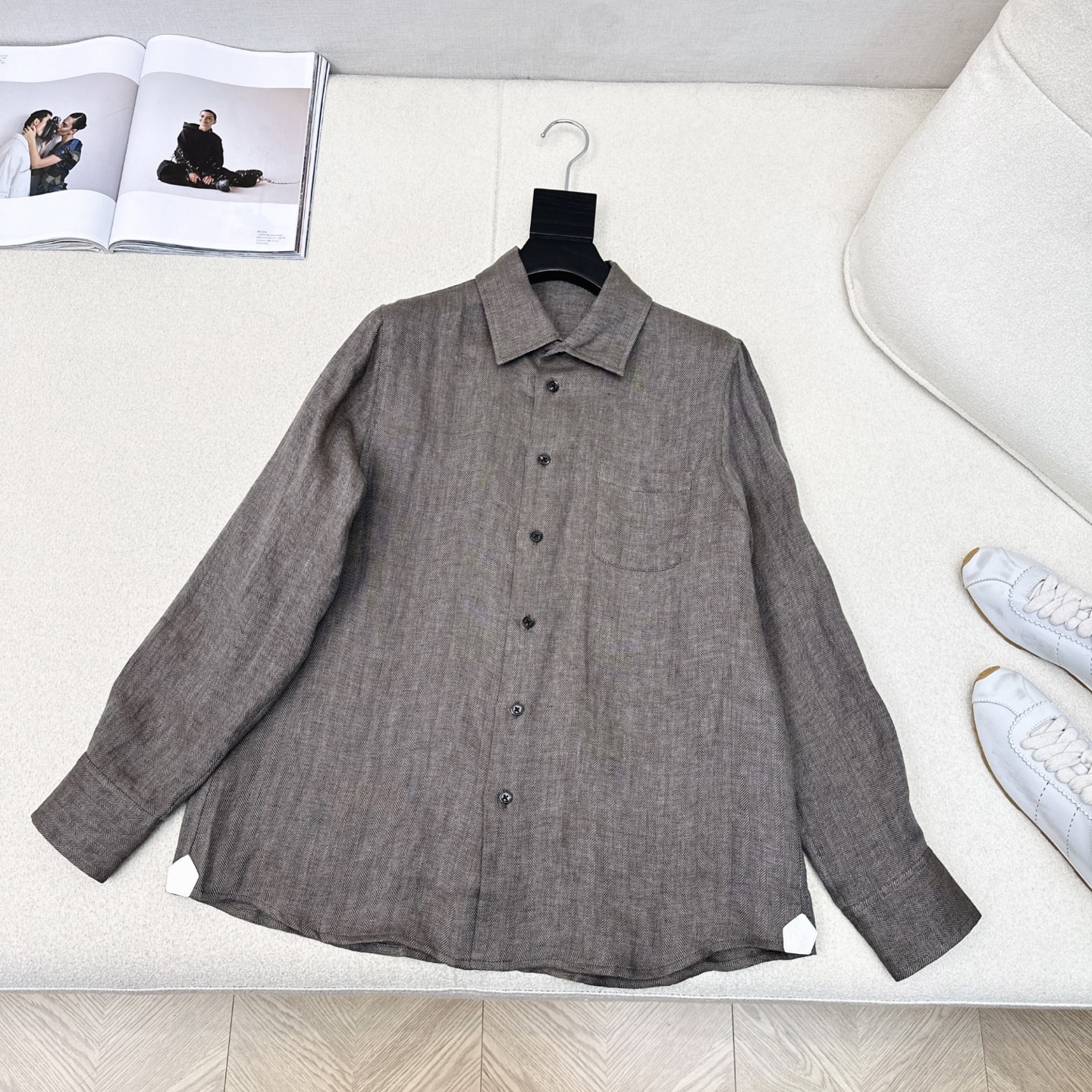 特价🉐️ ❗️现货齐码❗️不退不换❗️高级老钱风穿搭 lp🆕 25Ss————早秋最新款复古人字纹亚麻衬
