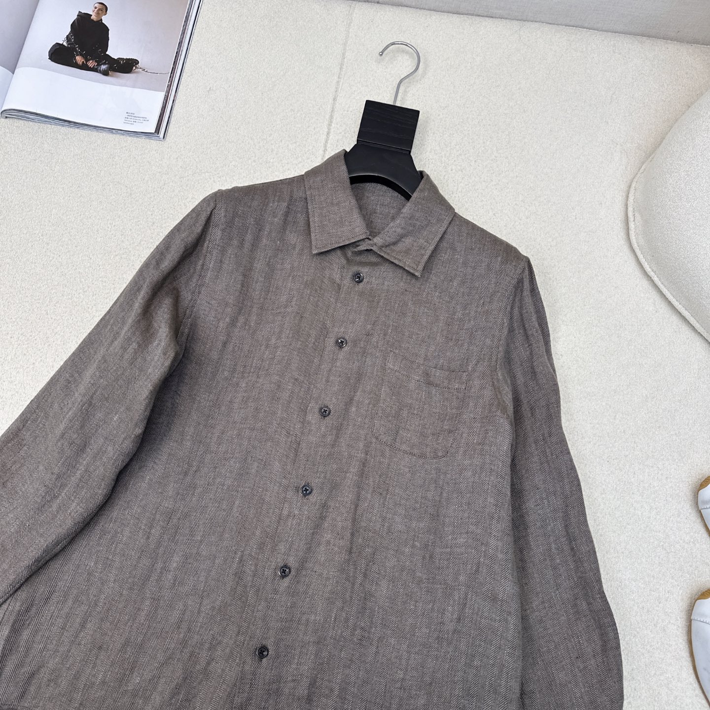 特价🉐️ ❗️现货齐码❗️不退不换❗️高级老钱风穿搭 lp🆕 25Ss————早秋最新款复古人字纹亚麻衬