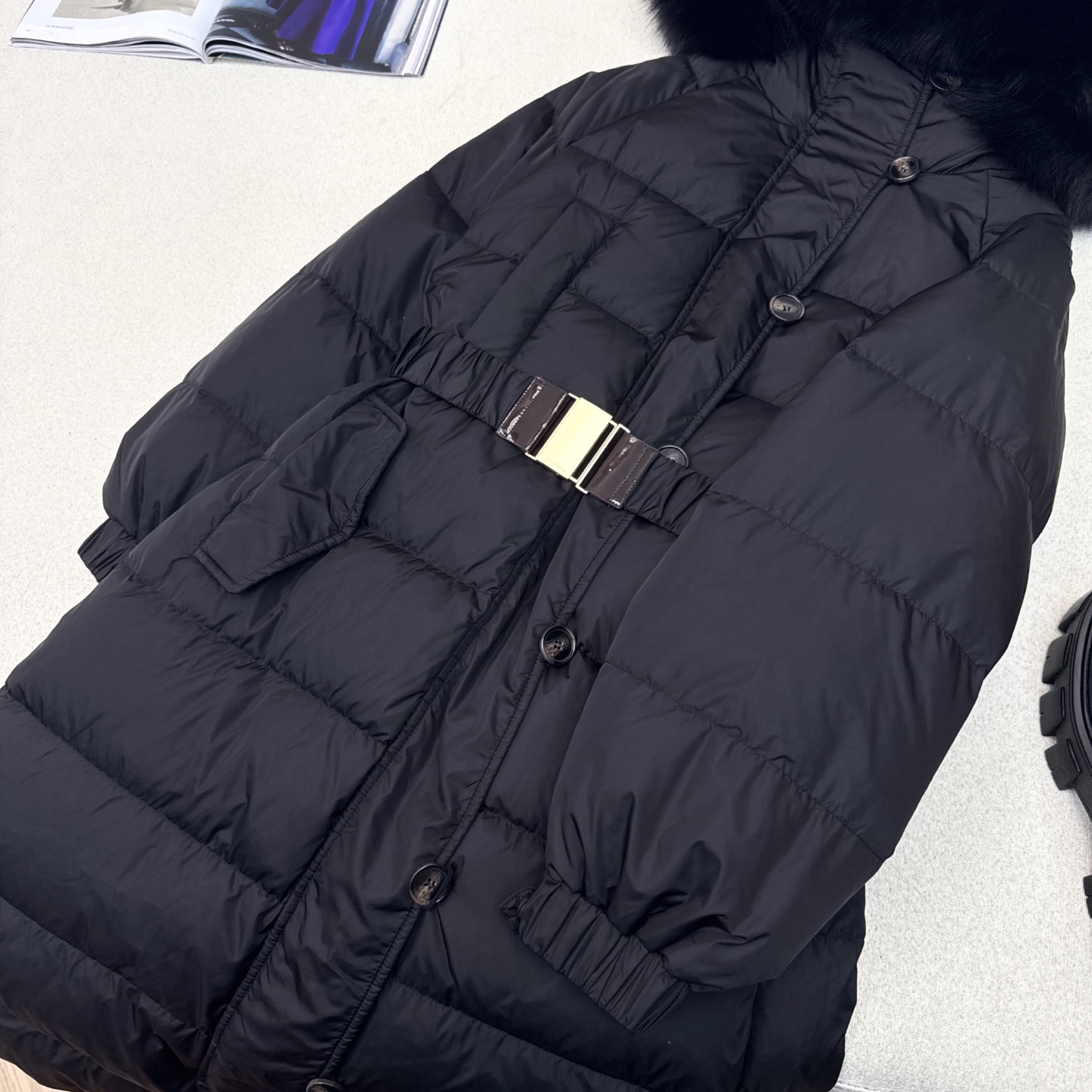 原单品质 Max 25Ss———秋冬最新款超大毛领腰带束腰连帽双面长款羽绒服 🤎 双面🉑️穿～连帽设计简