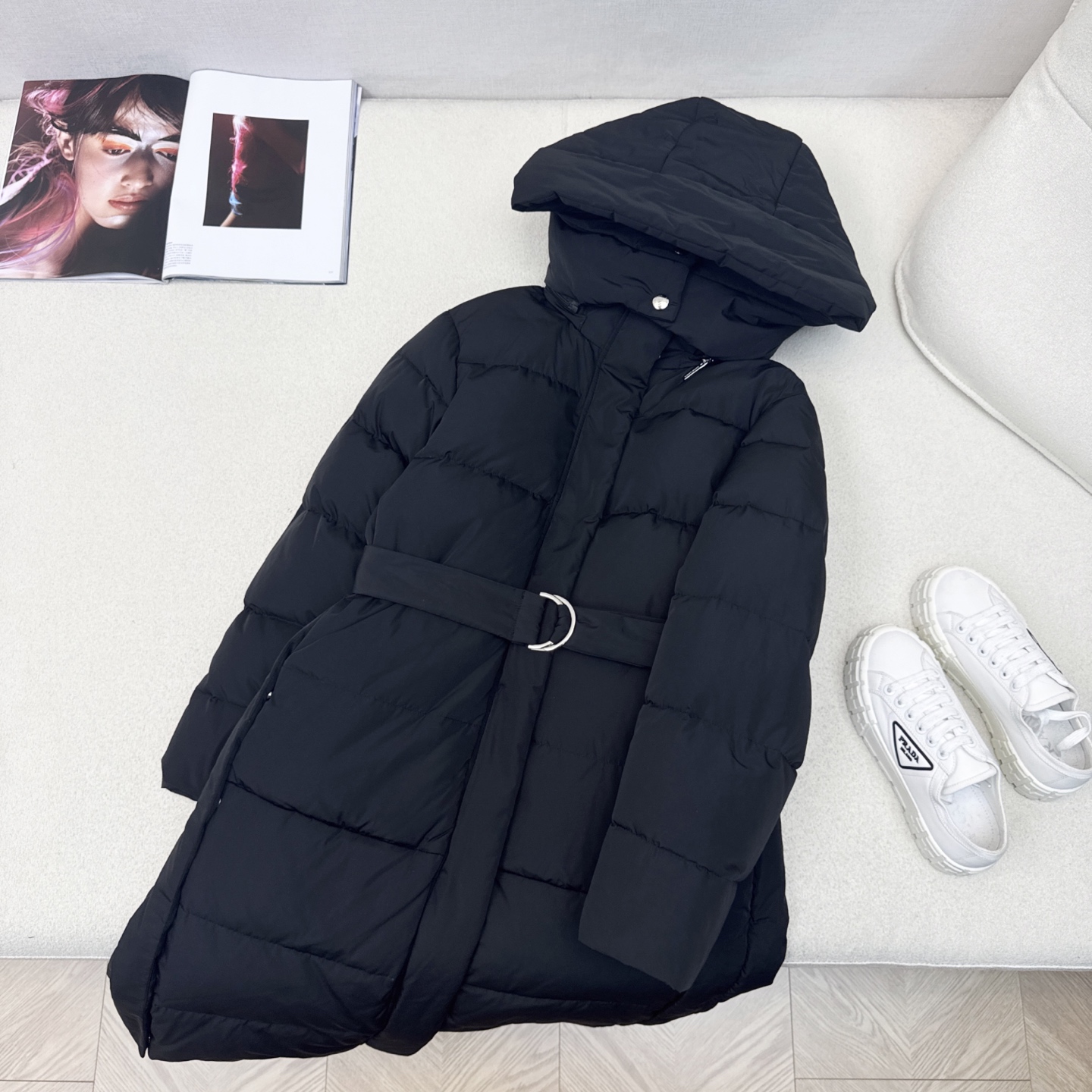 原单品质 Max 25ss———秋冬最新款腰带连帽束腰长款羽绒服 🖤内里logo背带做法 设计感很赞～～