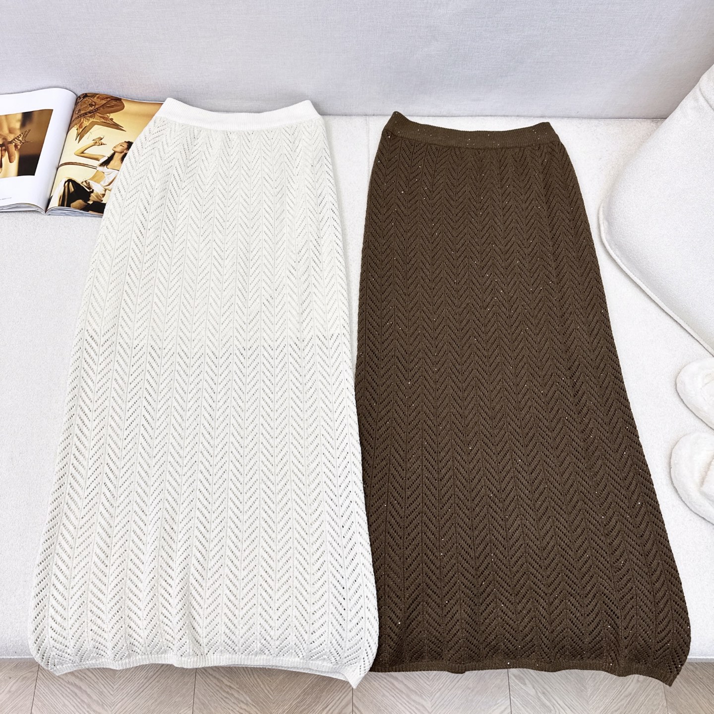 独家款 Bc 25Ss———早秋最新款针织套装 🤎 U领慵懒长袖+松紧腰半裙 精致美感 整体给人感觉特别