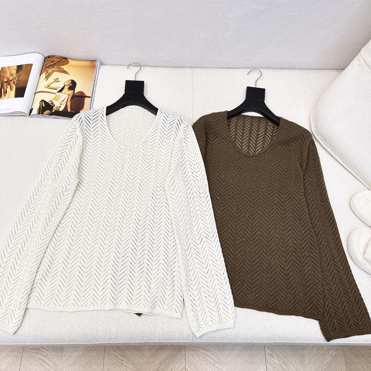 独家款 Bc 25Ss———早秋最新款针织套装 🤎 U领慵懒长袖+松紧腰半裙 精致美感 整体给人感觉特别