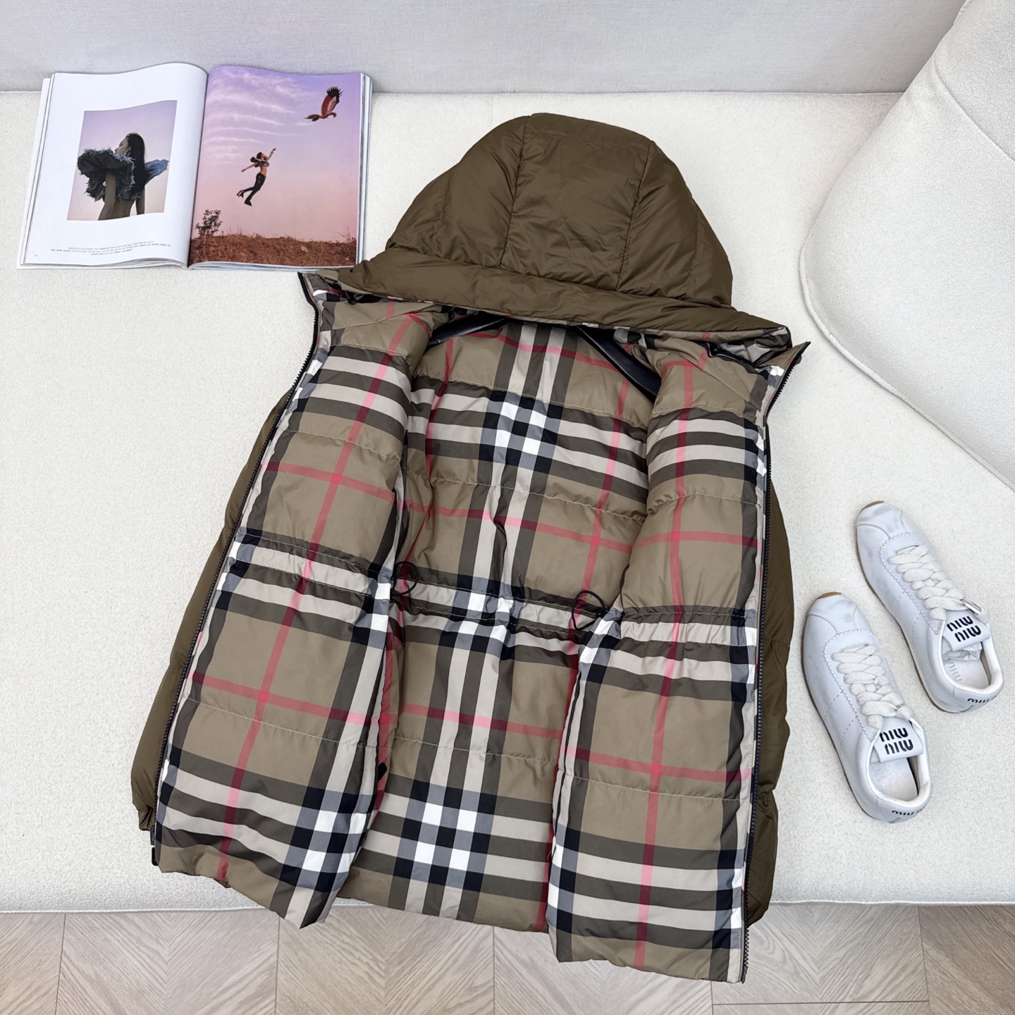 原单品质 Bur 25Ss———秋冬最新款Vintage格纹双面连帽束腰羽绒服🤎 一衣多穿 格子控必入高