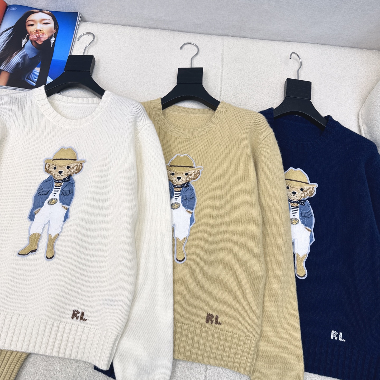 爆单款推荐 RL 25Ss———秋冬最新款休闲美式穿搭穿皮衣外套的小熊毛衣🤍品质控必入 细致到小熊的皮衣