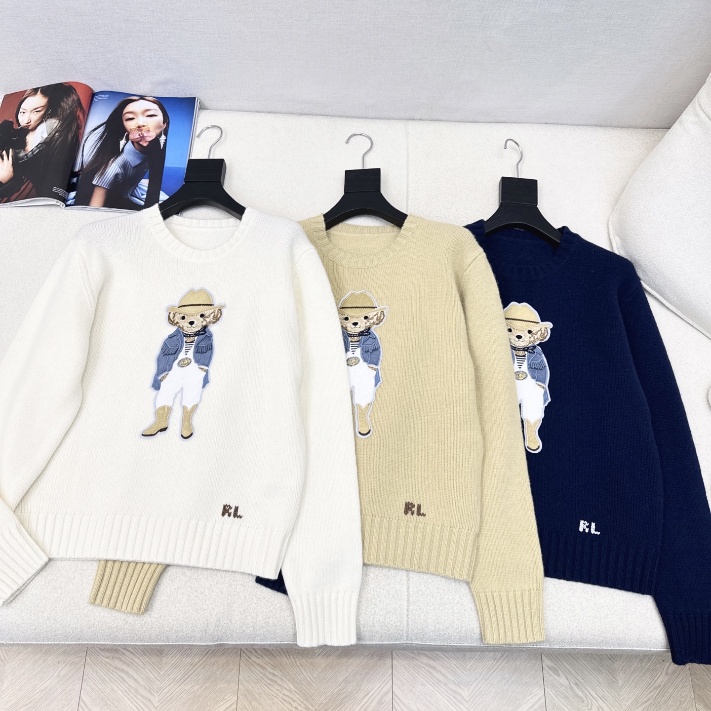 爆单款推荐 RL 25Ss———秋冬最新款休闲美式穿搭穿皮衣外套的小熊毛衣🤍品质控必入 细致到小熊的皮衣