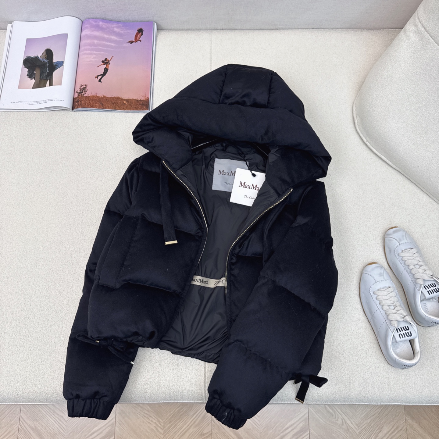 独家首发 原单品质 Max 25Ss———秋冬最新款简约毛呢短款连帽羽绒服 🖤经典立体H版型剪裁 经典时