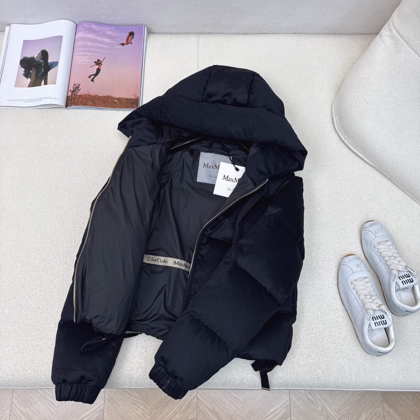 独家首发 原单品质 Max 25Ss———秋冬最新款简约毛呢短款连帽羽绒服 🖤经典立体H版型剪裁 经典时