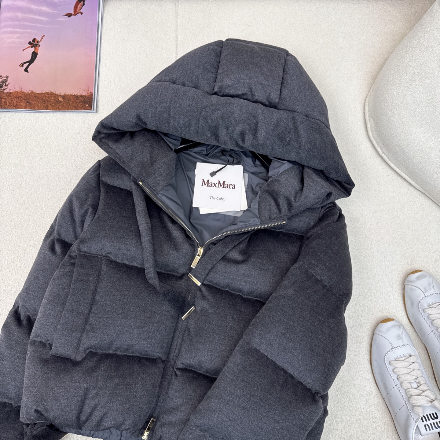 独家首发 原单品质 Max 25Ss———秋冬最新款简约毛呢短款连帽羽绒服 🖤经典立体H版型剪裁 经典时