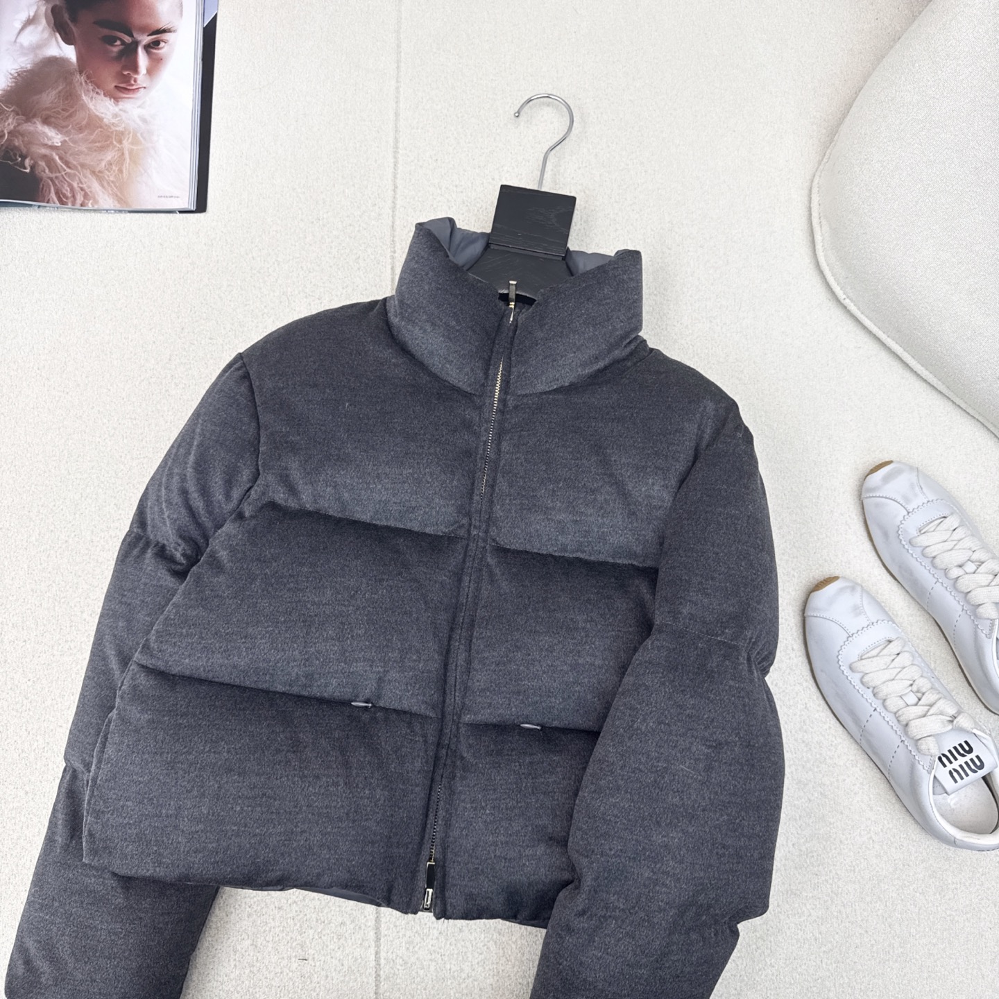 独家首发 原单品质 Max 25Ss———秋冬最新款简约立领毛呢短款连帽羽绒服 🖤经典立体H版型剪裁 经