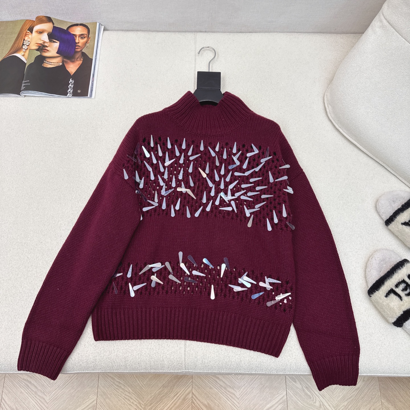 独家首发 Bc 25Ss————秋冬最新款超重工的纯手工水滴珠片羊绒毛衣🤎高智感穿搭 进口羊绒纱线定位编