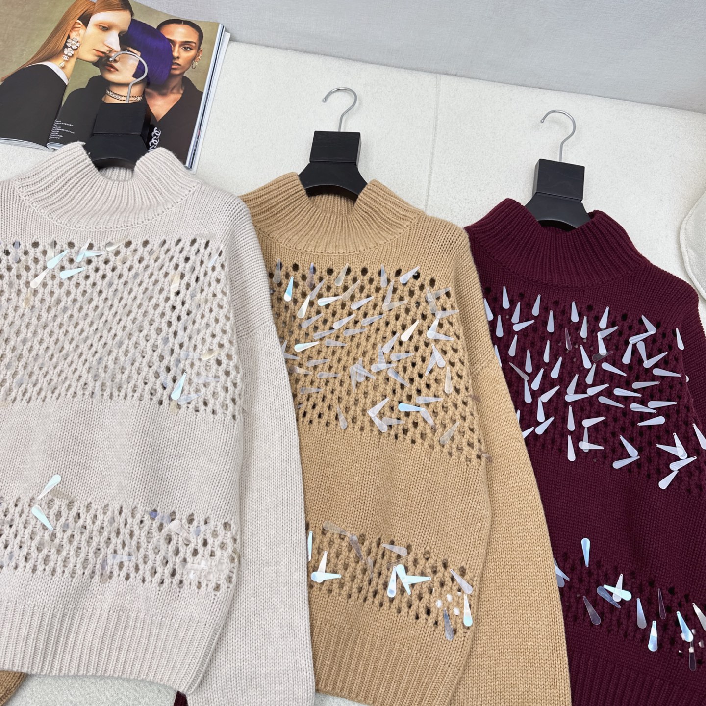 独家首发 Bc 25Ss————秋冬最新款超重工的纯手工水滴珠片羊绒毛衣🤎高智感穿搭 进口羊绒纱线定位编