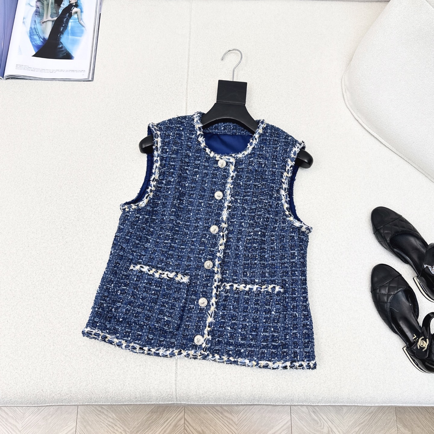 特价🉐️ ❗️现货齐码❗️不退不换❗️C家 25Ss————早秋最新款重工软粗花呢两件套🩵走秀同款小短款